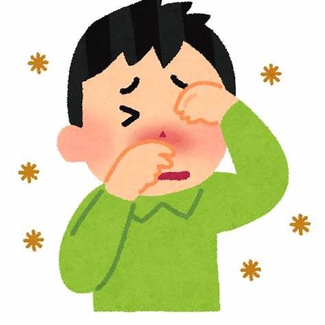 イラスト:目や鼻をこすっている人